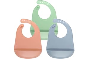 MOJINL 3 Stück Silikon Baby Lätzchen Wasserdicht Fütterlätzchen Abwaschbares Babylätzchen BPA Frei mit Auffangschale für Kleinkinder Essen und Baby Fütterung