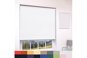GENERIC Deluxe Daylight Roller Blinds Light Filtering Premium Fabric Easy Fit Metal Brackets Bedroom Living Room Office Child Safe 160cm Length Trimmable White 120cm