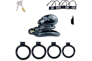 Kutocesy Chastity Cage Male Hombres Set Pequeño con 4 Cockrings,Jaula de Castidad Resina con Ventilación de Juguetes Sexuales SM Bondage Con 5 Candados Desechables