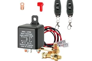 PUISENO Interruttore separatore batteria 12 V con telecomando, interruttore batteria 12 V 200 A con 2 morsetti per batteria, 2 telecomandi per moto, auto, camper, barca, yacht, roulotte