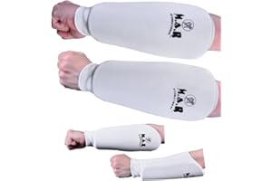 MAR INTERNATIONAL Arm Guard with Elasticated Slip-On Fabric & Layered Foam Padding for Karate, Taekwondo, Judo, Boxing, Kickboxing, Thai Boxing & More – Machine Washable