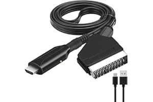 LUFEIS Scart to HDMI Converter, All-in-One Scart to HDMI Video Audio Converter with USB Cable, SCART to HDMI Lead, HD 720P/1080P Scart to HDMI Cable for HDTV, Monitor, Projector,VHS VCR, DVD Player