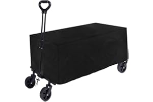 Klmnop Folding Trolley Cover, Waterproof Garden Wagon Rain Cover, Heavy-Duty Trolley Cart Cover for Outdoor Festival Wagon(Black)