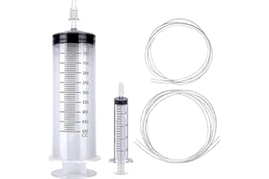 RELLAND grande Siringa graduata 500ml con 100 cm tubo in PVC, siringa di plastica grande per aspirazione olio ingranaggi motore,alimentazione, giardinaggio