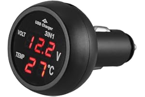 ZYWUOY LED Digital Car Cigarettes Lighters Voltmeter Thermomete rfor 12V/24V Voltmeter