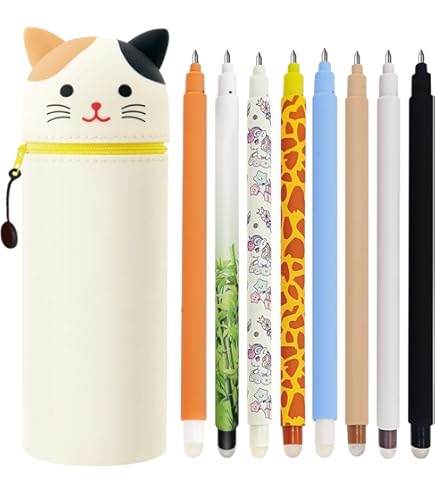 DGTSYAL Radierbare Gelstifte Mit Federmäppchen - Thermo-Löschtinte Tiermotive