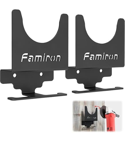 BlyeMichdi 2 Bay Angle Grinder Holder With Discs Hook Rack,Grinders Power Tools Holder Storage Rack,Wall Mounted Hook Clip Tool Store,Organizer Bracket For Cutters Polishers