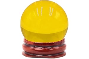 FENGSHUISALE Feng Shui 40MM Multicolor Crystal Ball Asian Rare Natural Magic Beads Healing Sphere Globe Quartz Photography Balls W3815 (Yellow)