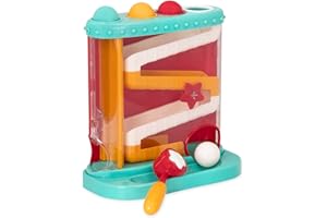 Battat Funt & Roll – stacja do zabawy dla dzieci z 1 młotkiem zabawkowym i 4 piłkami dla dzieci 12 miesięcy + (7 szt.)