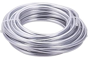 BENECREAT 7m 6mm Alambre de Aluminio de Aluminio Plateado Cable de Aluminio Flexible para Esculpir Esqueletos Florales Creación de Arte Calibre 3