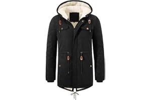 UMIPUBO Giacca Uomo Invernale Giubbotto con Cappuccio Parka Jacket in Pile Caldo Cappotto con Zip Termica Giacche Antivento Giubbino Media Lunga con Tasch