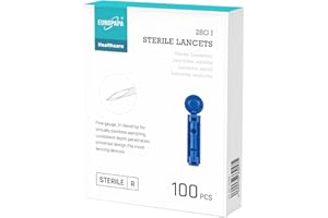 EUROPAPA 100x Lancetas, Lancetas de seguridad en sangre desechables estériles para la medición de glucosa en sangre Capilar, Diabético, Caramelímetro Aplicable
