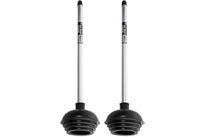 NEIKO 60170A Toilet Plungers | Dual Pack | Patented All-Angle Design | Heavy Duty | Aluminum Handle | Residential, Commercial, and Industrial Building Sanitation Use,Black