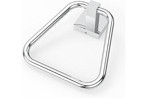 WZRUA Towel Ring Hand Towel Holder Wall Mounted, Chrome SUS304 Stainless Steel Rustproof Towel Holder for Bathroom (Square Base)
