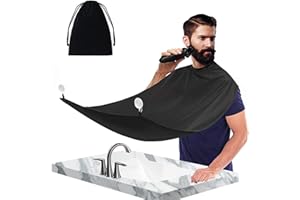 PEUTPY Fartuch do brody do domu, broda wodoodporny fartuch do golenia brody, torba do przechowywania w zestawie) 2 dodatkowe przyssawki (czarny)