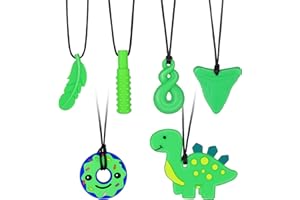 angelikashalala 6 Stücke Kaukette für Kinder, Silikon Beißring Halskette, Kauhalskette Spielzeuge Kinder Mund Sensorische Kauer, Kaukette für Jungen und Mädchen
