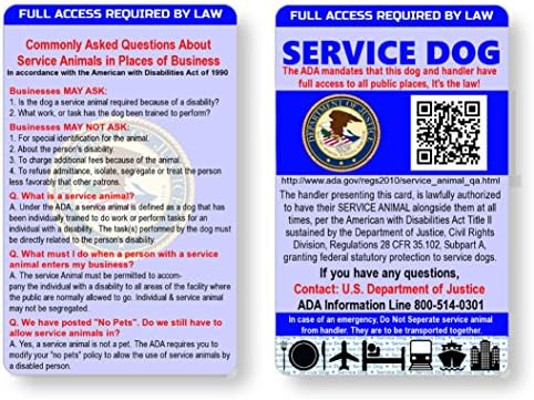 Just 4 Paws Service Dog ID Information Card | Includes Registration to U S Service Dogs Registry