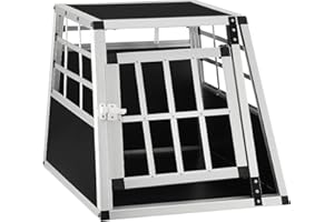 Juskys Alu Box de Transport pour Chiens M – 69 × 54 × 51 cm – Caisse de Transport pour Chiens Robuste et Facile à Entretenir, Porte grillagée verrouillable, Caisse de Voyage en Aluminium pour Chiens