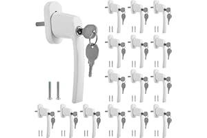 Eulenke Abschließbarer Sicherheitsfenstergriff - 16er Set Weiß inkl. 32 Schlüssel und Schrauben - Kindersicherung, Aluminiumfenstergriff mit 35mm Stiftlänge