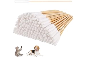 HBYMYDA 100 Pezzi Cotton Fioc per Cani Tampone di Cotone Lungo per La Pulizia delle Orecchie Tamponi di Cotone in Legno per Animali Domestici, Cani, Gatti (15 cm)