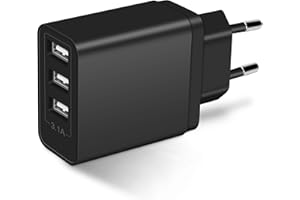 ARCCRA USB-A Ładowarka, Multi 3-Porty Adapter USB 15,5W Wtyczka 5V3,1A, Zasilacz do Telefonów do Samsung S25 S24 S23 A55, iPhone 16 15 14 13, iPad, Xiaomi, Tabletów, E-Booków Czarny