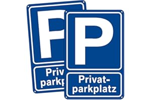 RIFEINOO 2 Stück Privatparkplatz Schild Alu Metall 20x30 cm (groß)- Parken Verboten - Privat - Klares Zeichen setzen Parkplatzschild- Parkplatz Schilder Privatgrundstück - Leicht zu montieren (Blau)