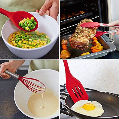 10 Kochen Tools Set, aigumi Küchenutensilien aus Silikon Kochutensilien hitzebeständig Antihaft ungiftig leicht zu reinigen … - 6