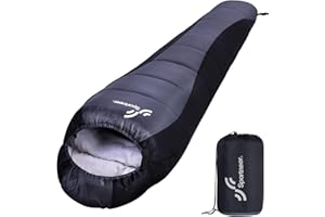 Saco de Dormir: Sportneer Saco Dormir Sacos de Dormir Profesional Momia 5 ℃ - 15 ℃ Saco de Dormir con Relleno, Cálido con Capucha y Cordón. para Todas Las Estaciones, Ideal para Camping