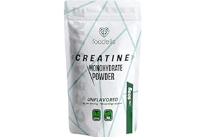 Creatina Monoidrata Micronizzata in polvere 100% - 500g - Insapore - Aumento delle prestazioni fisiche e della forza muscolare - Incluye dosatore - Altamente solubile - FOODELIS®