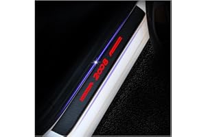 WYXAXNM 4Pcs Car Outer Door Sill Protector Kick Plates for Peu-geot 2008, Carbon Fiber Scuff Guard Threshold Pedal Sticker Trim, Door Entry Guards Trim Auto Anti-Scratch Decorative Accessories