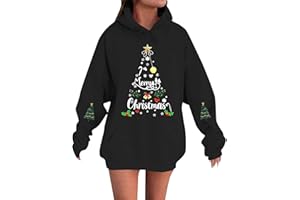 HOOUDO Christmas Hoodies for Women Hooded Sweatshirt Xmas Jumpers Funny Graphic Long Sleeve Pullover Tops Ladies Sweaters Casual Holiday Hoodie Tops