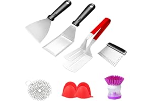 KAVSI Metall Spatel Edelstahl und Schaber Professional Chef Griddle Spateln Heavy Duty Zubehör Groß für Gusseisen BBQ Flat Top Grill Pfanne Skillet