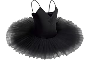 IBAKOM Enfants Filles Robe Ballet lac des cygnes Costume Danse Tutu col en V Camisole Justaucorps sans Manches Ballerine Gymnastique Tenue Vêtements de Danse