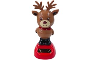 Recitem Wackelfigur Solar Weihnachtsfigur Elch,Solarbetriebener Schwingender Weihnachtsmann, Tanzende Figur Spielzeug für Zuhause Büro Dekoration 1 Stück (Elch)