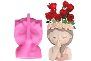 BASETOUSUAL Molde Silicona Florero, Molde Silicona Niña, Molde Silicona Jarrón, Jarrón de Molde de Silicona, Jarrón de Bricolaje, Portavelas y Portalápices