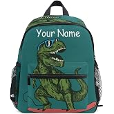 Single Kids Backpack, Personalized Backpack with Name/Text, Skateboard, Dinosaur, Nursery, Preschool Bag for Girls Boys, Mult