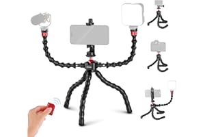 NEEWER T91 Treppiede Flessibile+2 Bracci Magici, Mini Treppiede da Viaggio con Otturatore/Morsetto per Telefono/Attacco per Action Camera Compatibile con GoPro iPhone 14 Pro Max Sony a7c,Max:4,4lb/2kg