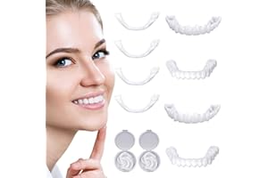 SEMINISMAR Denti Finti Dentiera Provvisoria, Denti Finti Protesi per Faccette,Protesi a Faccette Istantanee Seghettata, Superiore Inferiore Protesi a Sorriso Falso Denti (4 pc),Protetto dentale cosmetico,2 Paia