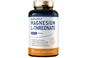Magnesium L-Treonat-tabletter 2000 mg 120 styck – Stödjer hjärnkognition, minne, fokus, alerthet, vilsam sömn, muskelavslapp