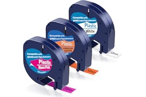 MADHURLABELS 3 Cintas de Color Fluorescente Compatibles con Dymo Recambio,Compatible con Cinta Dymo Letratag para LT-100H LT-100T QX50 XR XM 2000 Plus