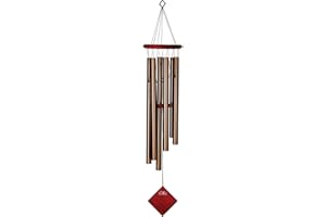 Woodstock Chimes Encore Tierra Bronce Carrillón para Jardín - 6 Tubos Afinados Color Bronce
