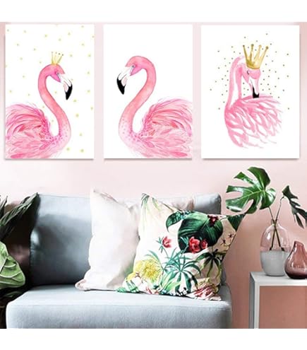 絵画 Picture Touched Flamingo Meeting 120x90 Kare Design Picture Touched Flamingo Meeting, Pink/Red
