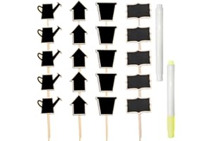 EIHI 20 pezzi etichette per piante,Etichetta per piantina,Con 2 pennarelli Lavagna in quattro forme,Etichette impermeabili,Contenitori per piante e accessori per etichettatura riutilizzabili