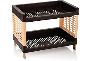 Moltres - Viva Small Size, 2 Layer Rack For Office, Kitchen (Size: 27Cm X 17Cm X 20Cm) - Multipurpose Rack Stand Organizer Storage Shelf Standing & Wall Hanging Rack (2, Brown) - Plastic