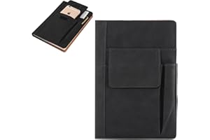 HBJSP Leather Book Cover, A5 Notebook Cover, Waterproof Book Cover, A5 Leather Book Cover, Reusable Book Protector, Paperback, Notebook, Wraps with Additional Pen Pockets for Book Lovers