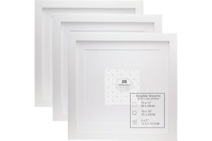 YIPINYIN 12×12"(30 x 30cm) White Photo Frames With Double Mounts for 10×10" & 6x6 Set Of 3, 30 X 30CM Square Frames with Wooden grain texture, 10 X 10''/6 x 6'' Frame For Wallmounted & DeskTop