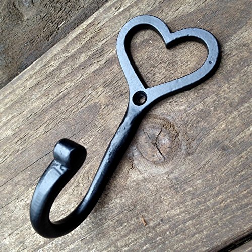 2 X HANDFORGED PFEFFERSTREUER LOVE HEART HAKEN KLEIDERHAKEN SCHMIEDEEISEN, VINTAGE-STIL, SHABBY-CHIC - 2