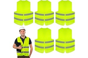BEASAFY 5 Piezas Chalecos de Alta Visibilidad Chaleco de Advertencia para Coche Chaleco Reflector para Coche Conjunto de Chalecos de Seguridad para Coches Construcción Conductores, Trabajadores