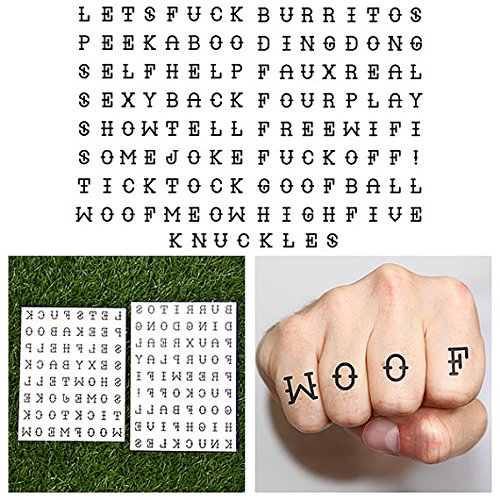 Tattify Funny Knuckle Temporary Tattoos - Knuckle Deep (Set of 17)