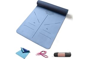 FP-TECH Tappetino da Yoga Imbottito Antiscivolo Fitness Pilates Ginnastica in TPE Mat con Sacca 183 X 68 X 0.8 CM